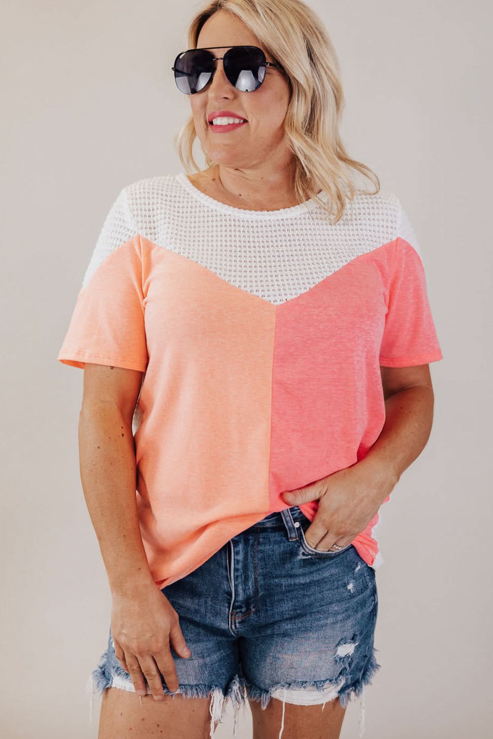 Chic white colorblock plus size tee - Love Salve