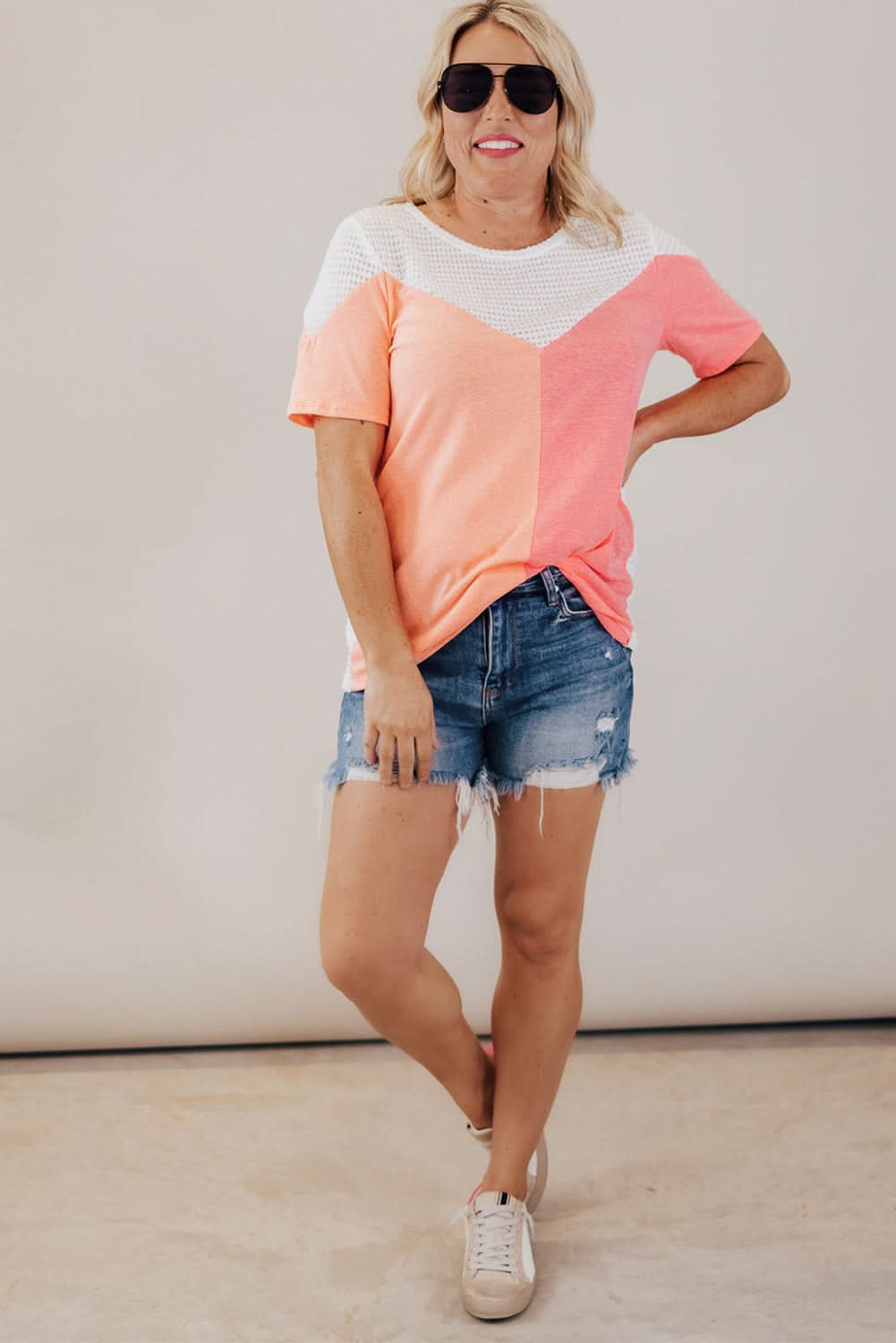 Chic white colorblock plus size tee - Love Salve