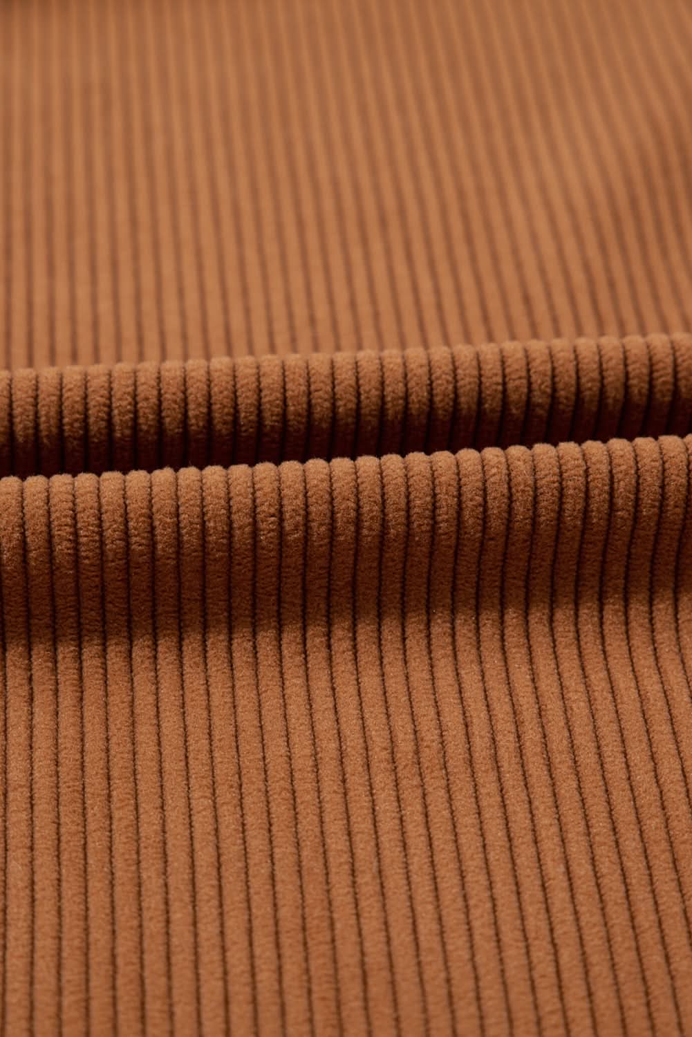 Cinnamon Corduroy Flap Pocket Button Up Round Hem Shacket - Love Salve