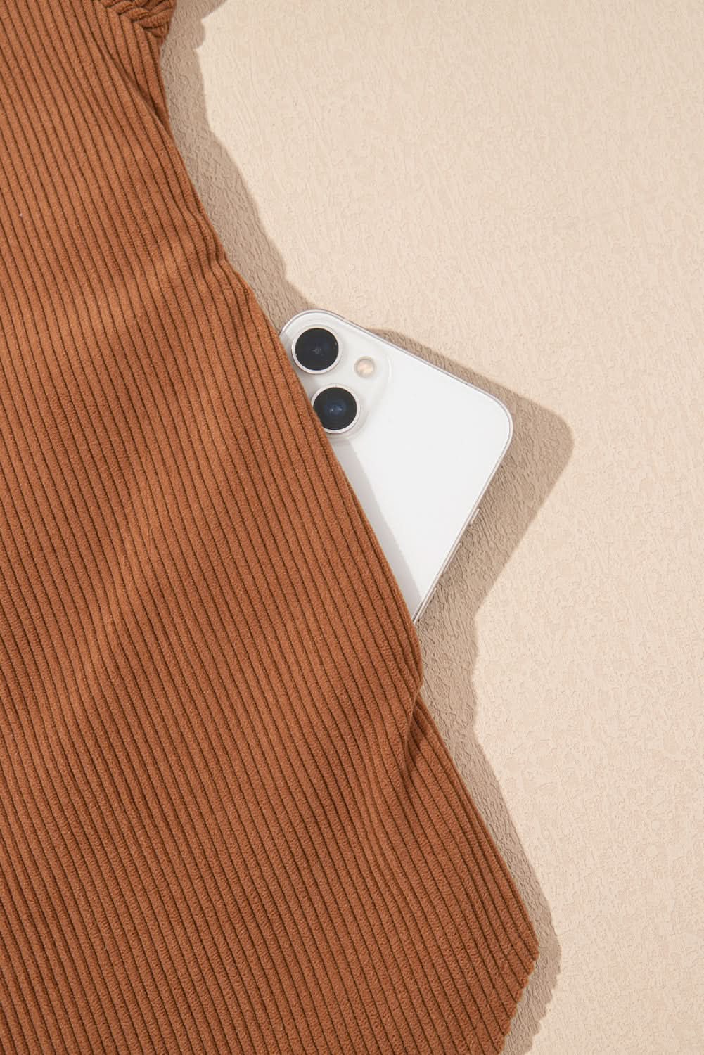 Cinnamon Corduroy Flap Pocket Button Up Round Hem Shacket - Love Salve