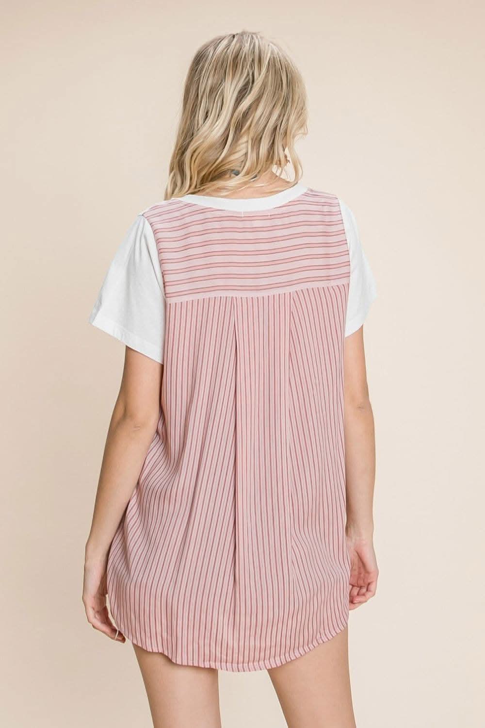 Cotton Bleu by Nu Label Contrast Striped Short Sleeve T-Shirt - Love Salve