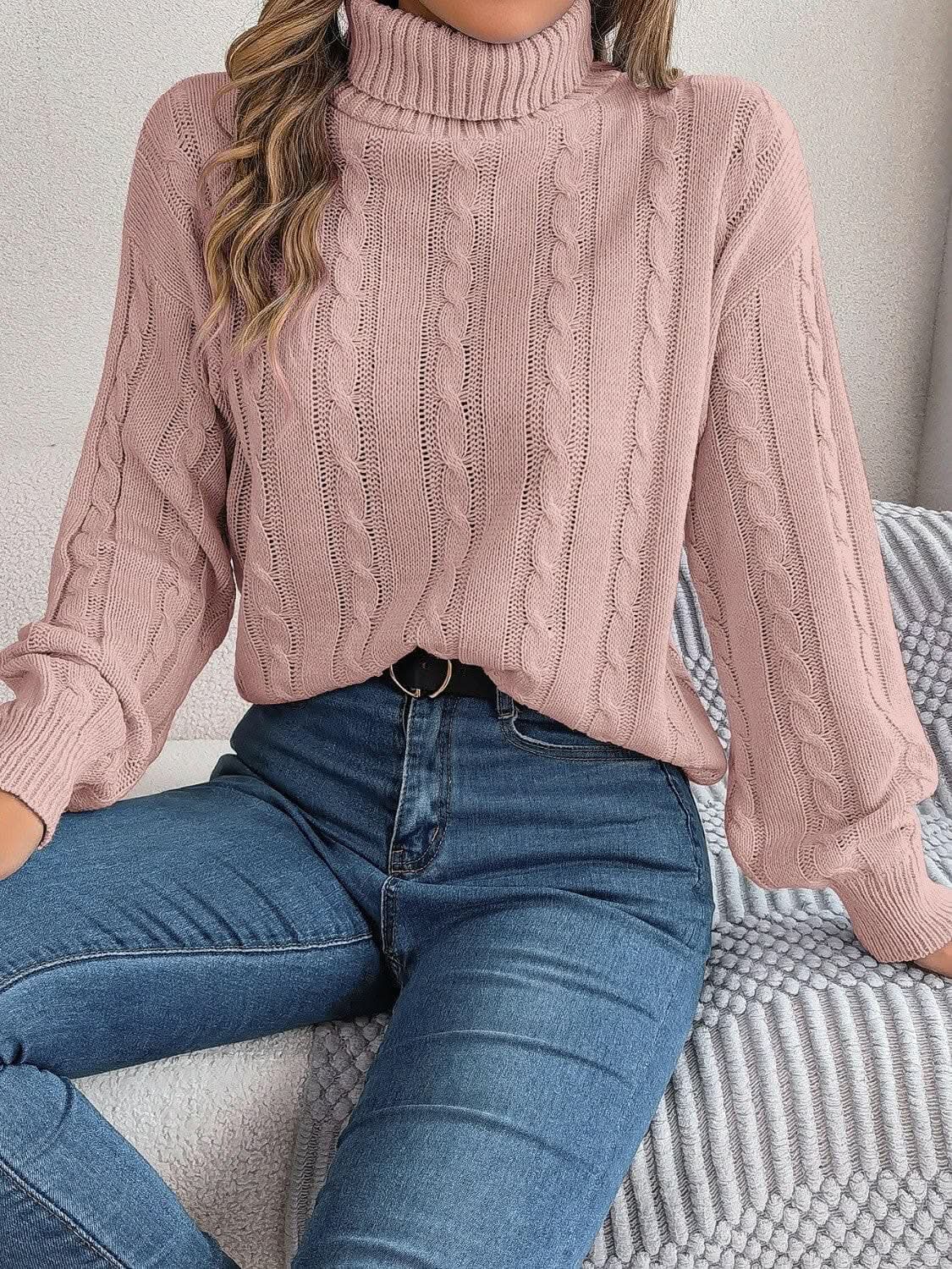 Cozy Cable-Knit Turtleneck Sweater