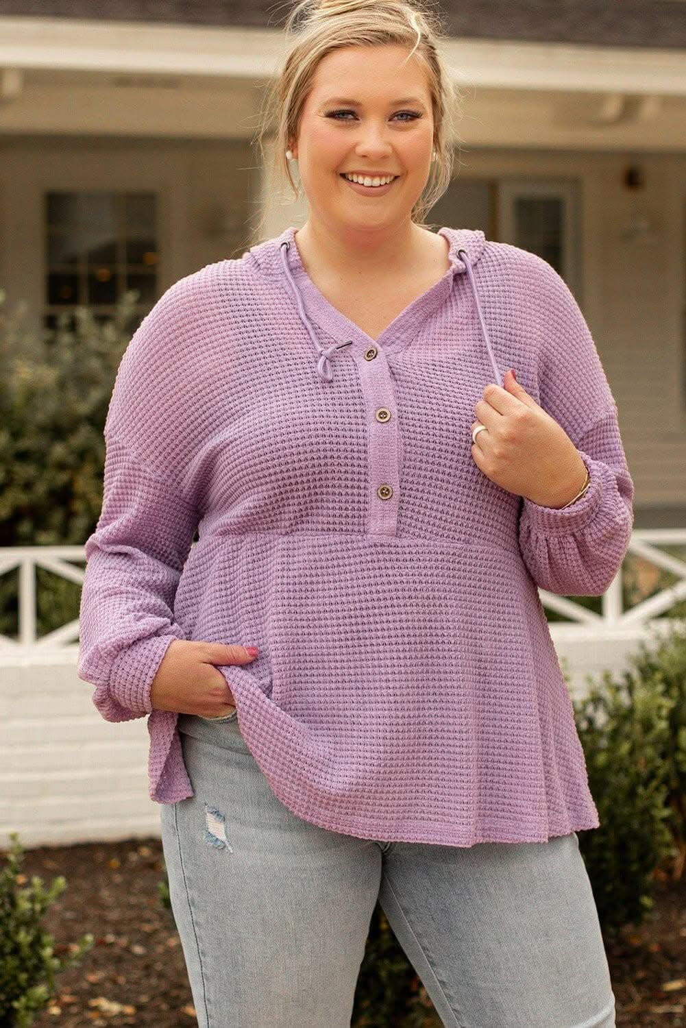 Cozy Plus Size Hooded Knit Top