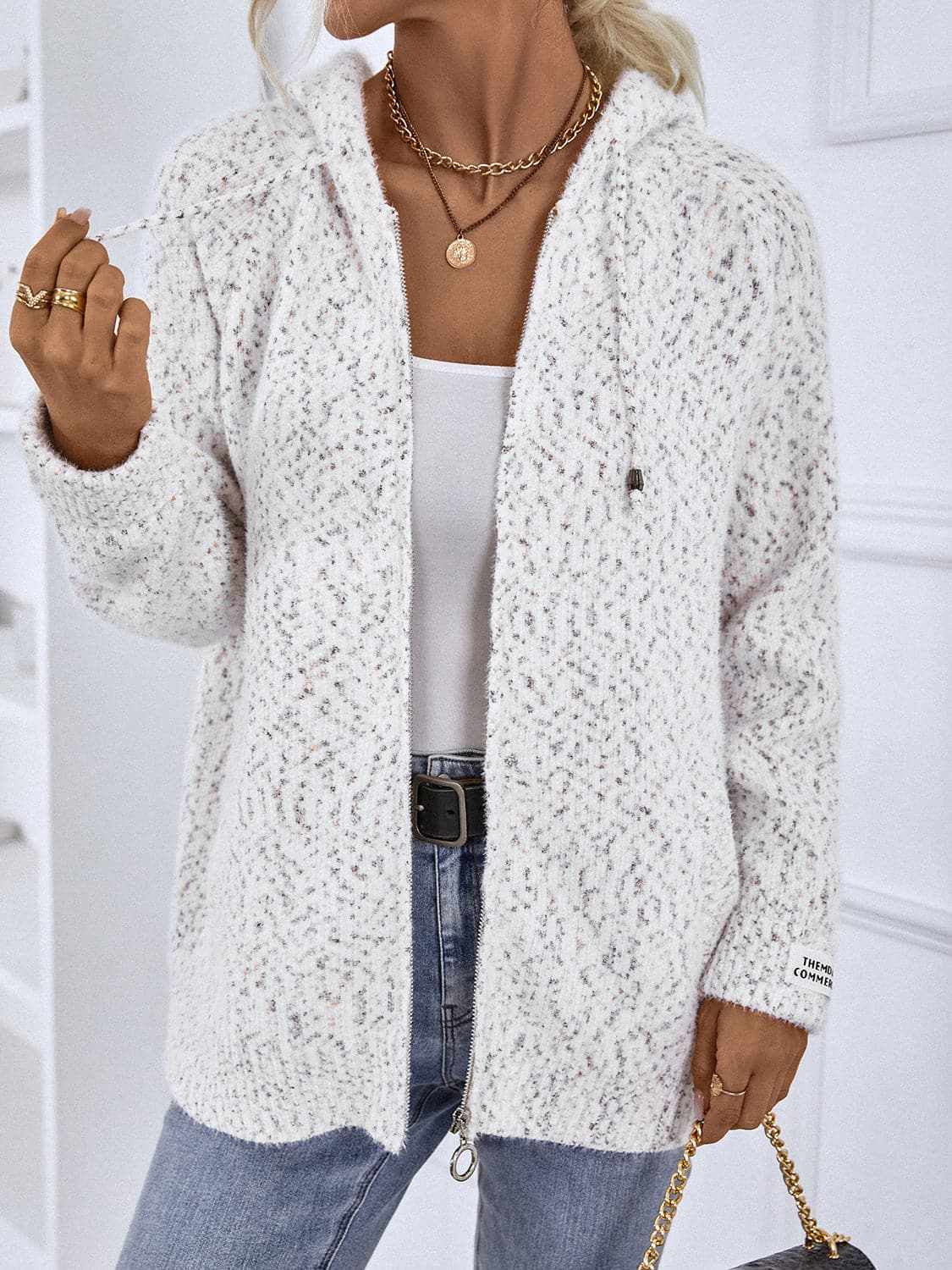 Cozy drawstring zip-up hoodie - Love Salve