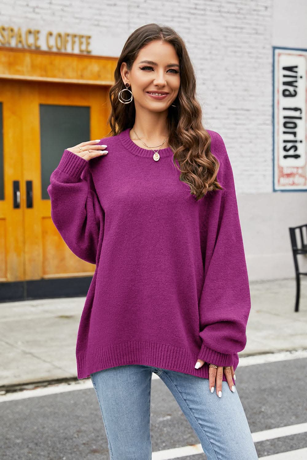 Cozy long sleeve sweater - stretch fit