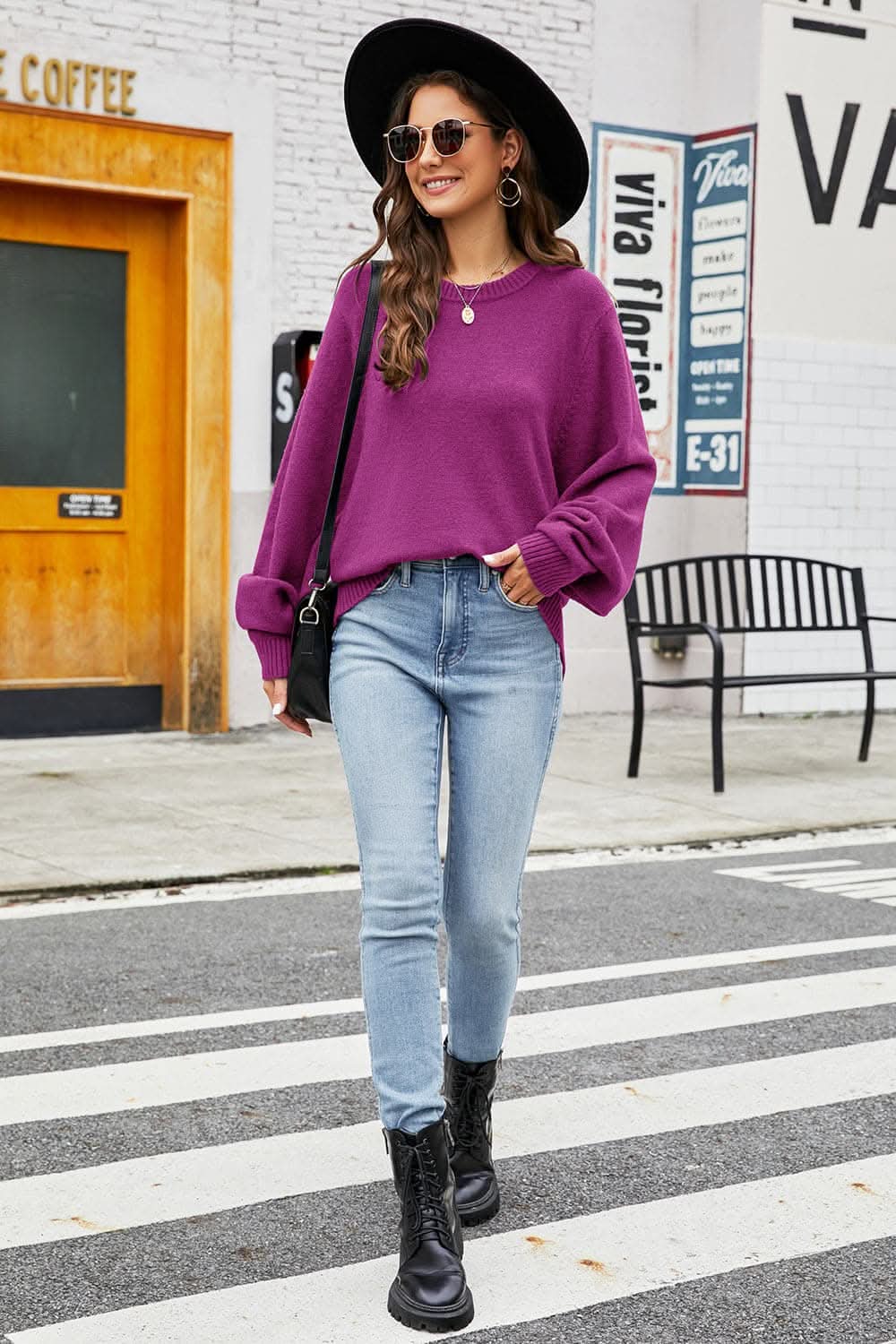 Cozy long sleeve sweater - stretch fit