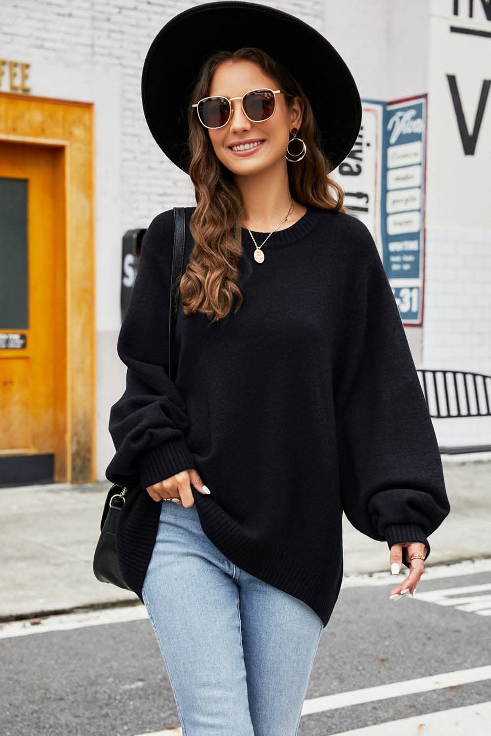 Cozy long sleeve sweater - stretch fit
