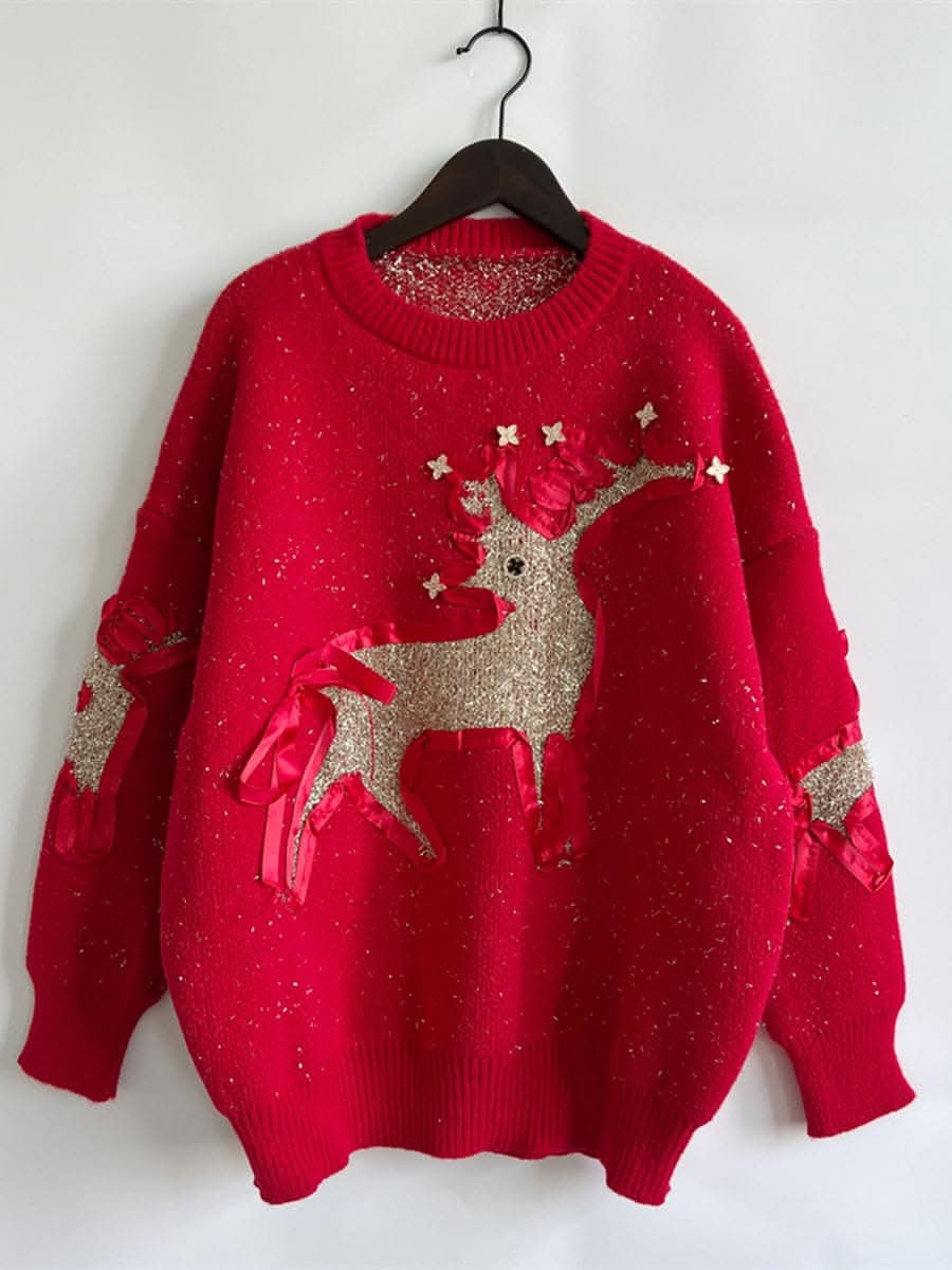Cozy reindeer long sleeve sweater - Love Salve