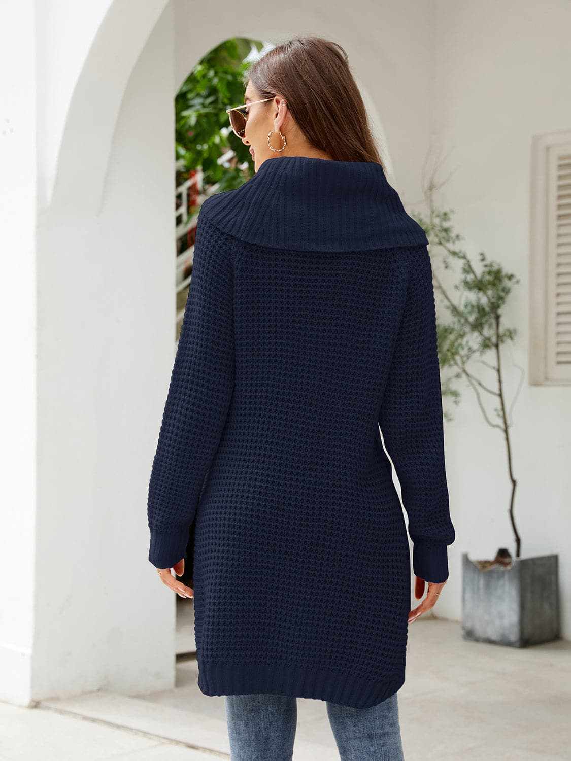 Cozy turtleneck sweater dress with slit - Love Salve