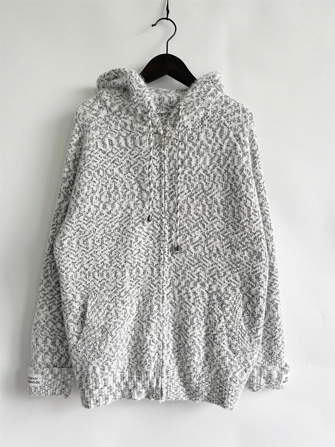 Cozy zip-up hooded sweater with pockets