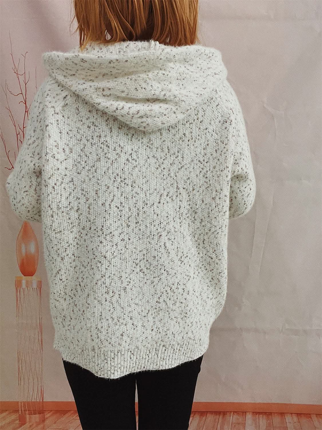 Cozy zip-up hooded sweater with pockets