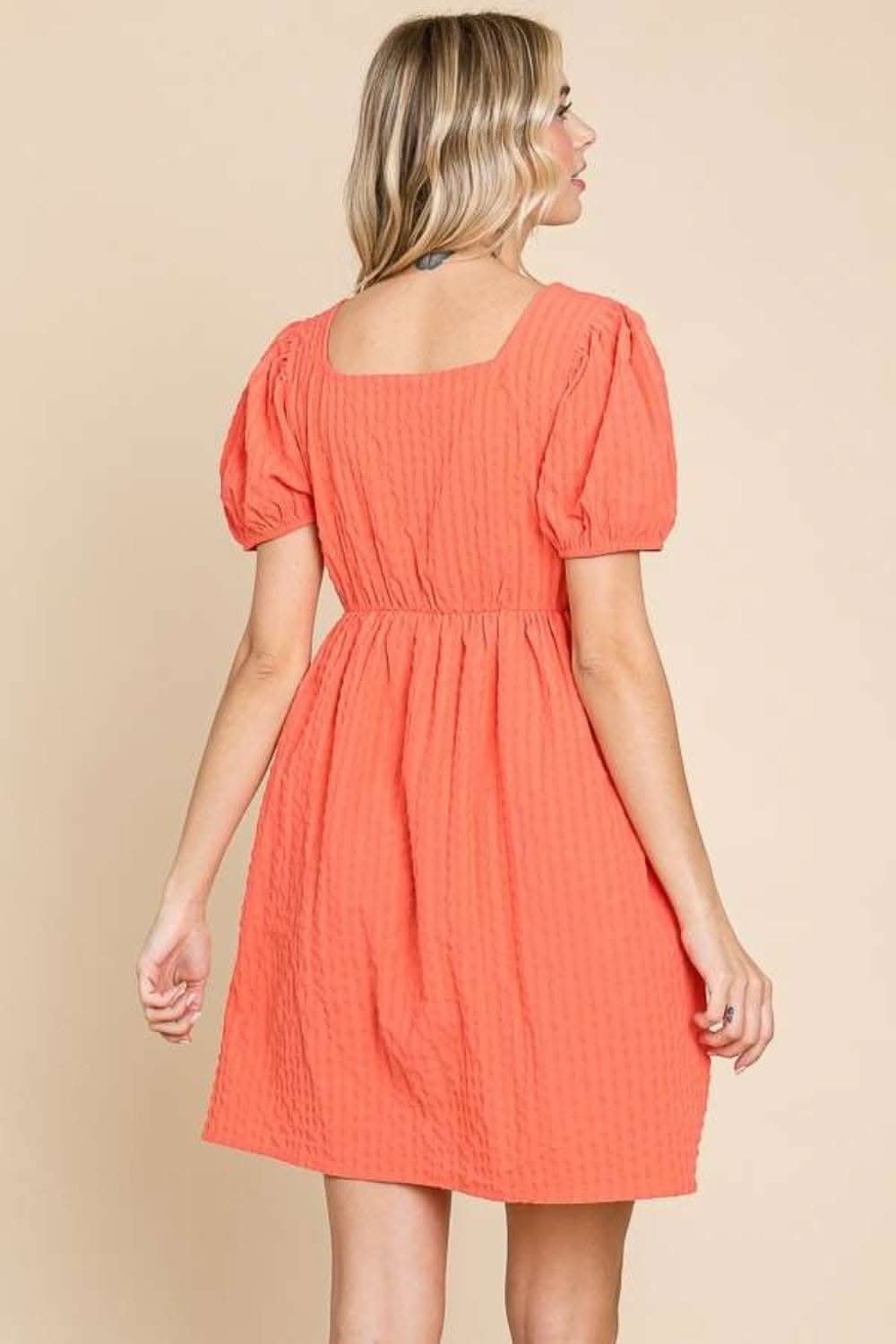 Culture Code Textured Dress - Chic Square Neck Elegance - Love Salve