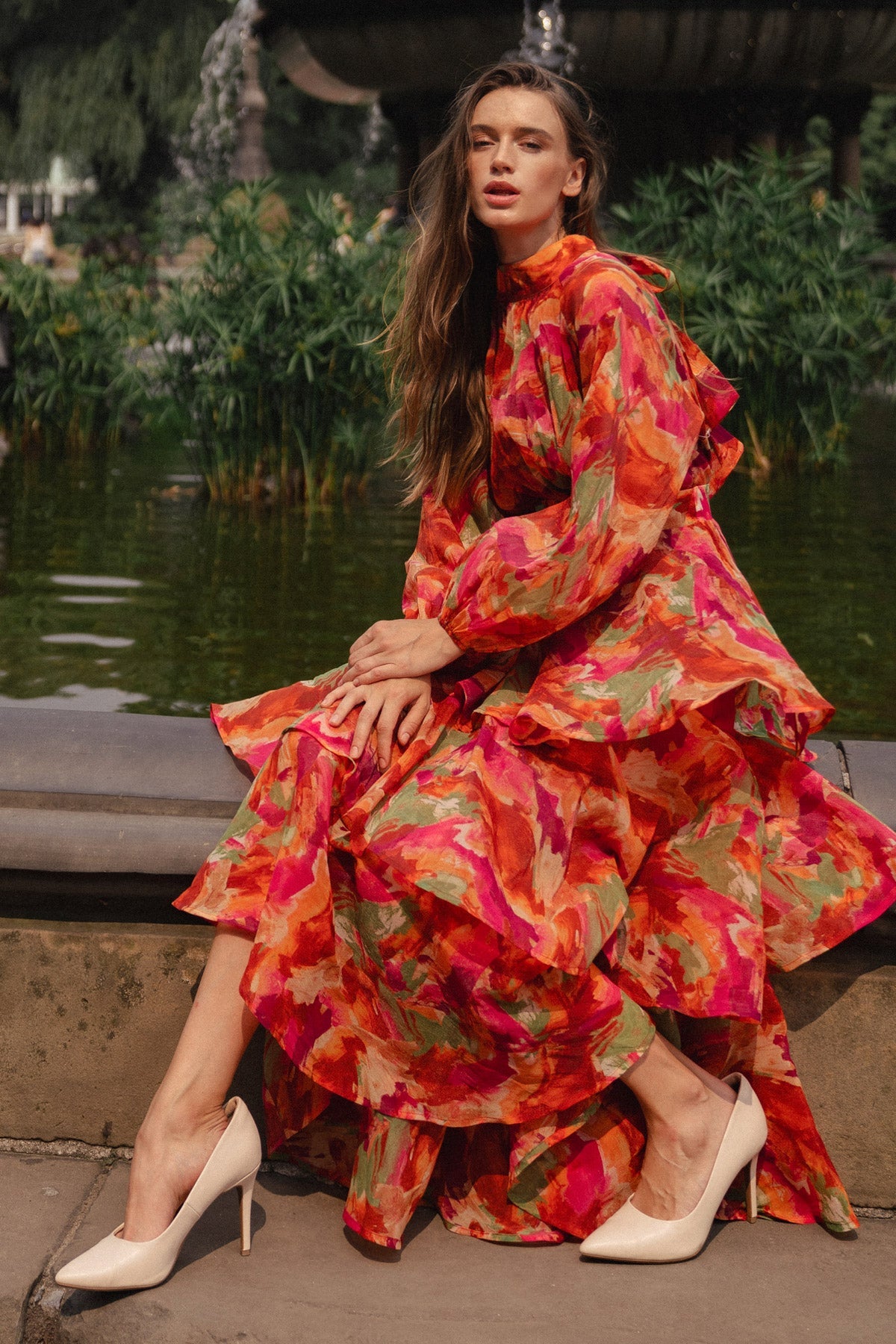 WINDING AUTUMN WOVEN MAXI DRESS