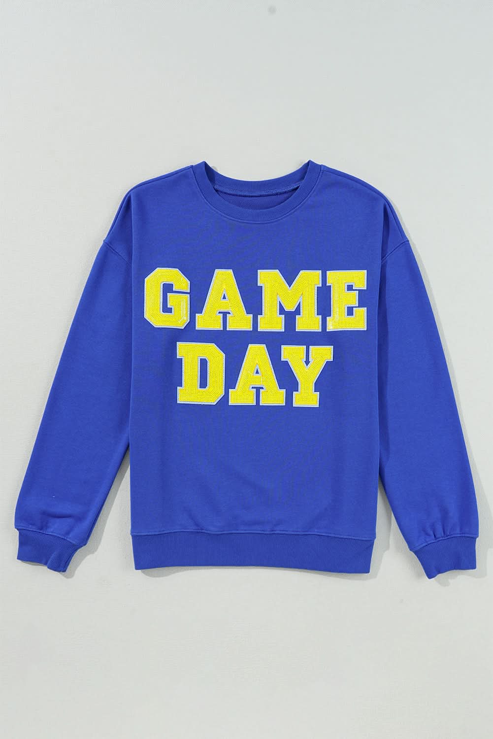 Dark Blue Game Day Crew Neck Graphic Pullover Sweatshirt - Love Salve