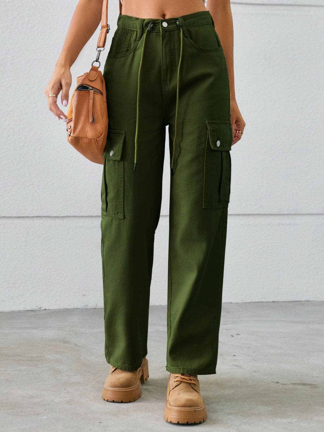 Drawstring cargo jeans - mid-rise style - Love Salve