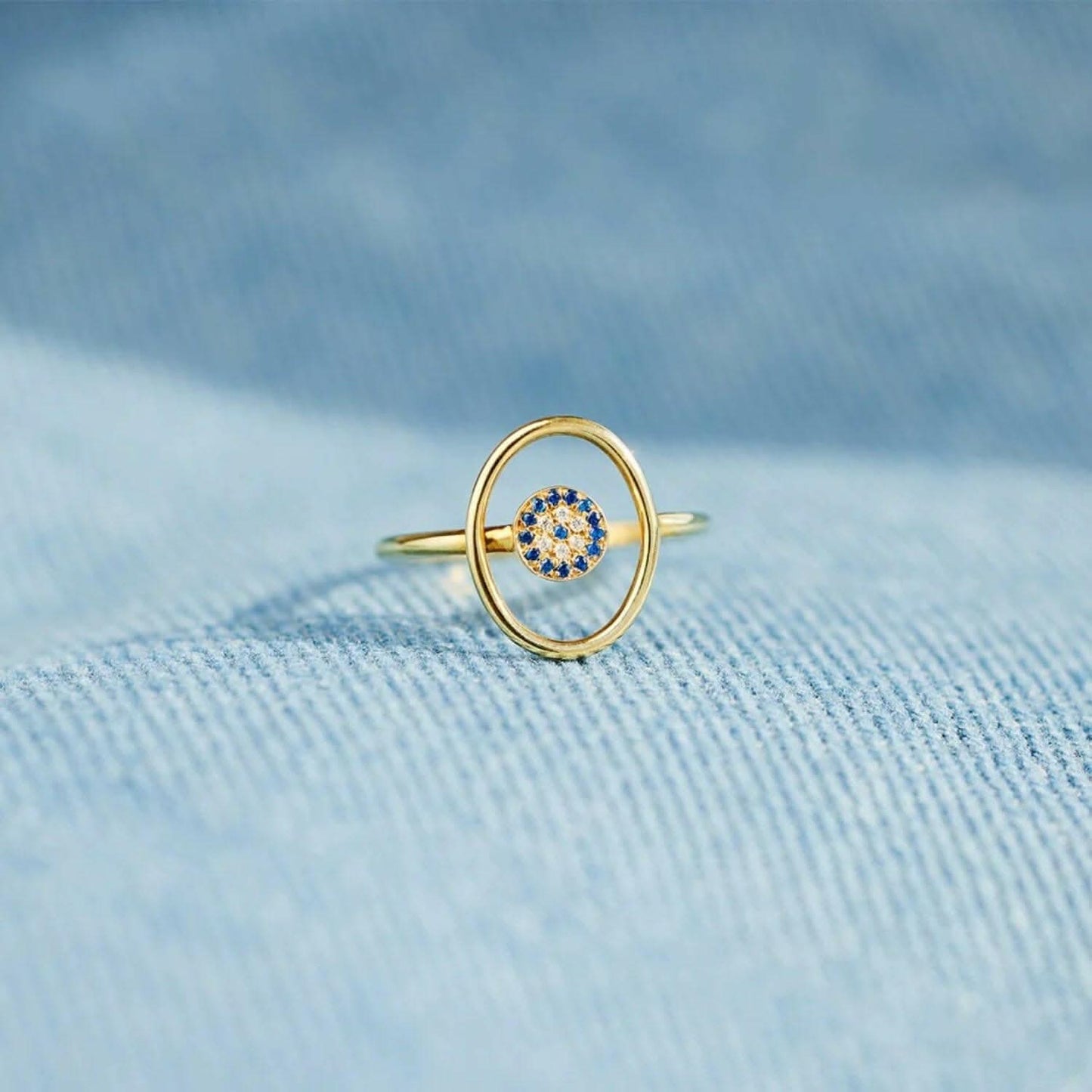 Elegant 925 silver evil eye ring with zircon stones