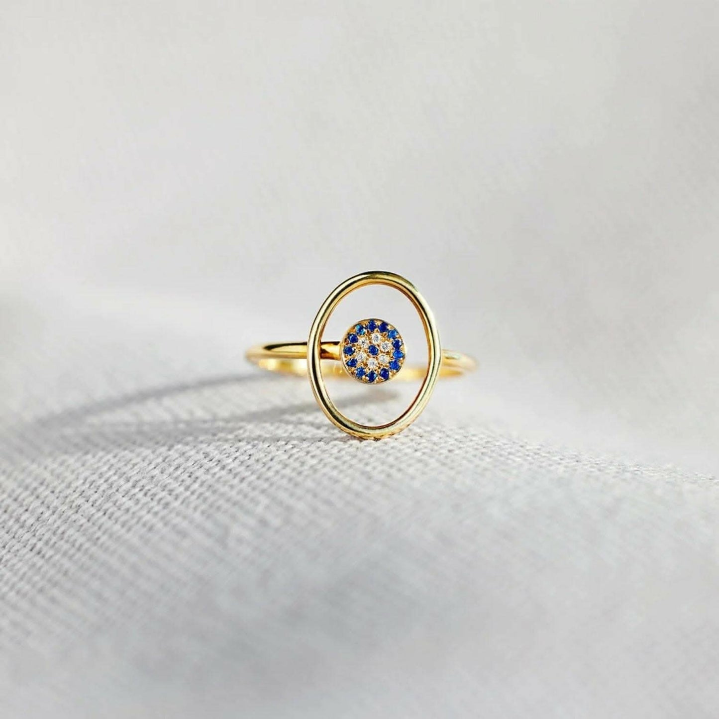 Elegant 925 silver evil eye ring with zircon stones