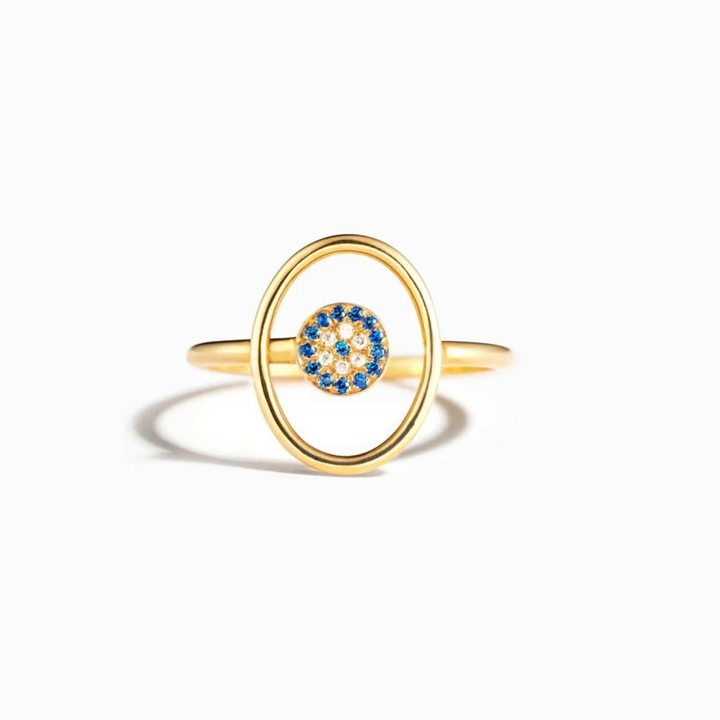 Elegant 925 silver evil eye ring with zircon stones