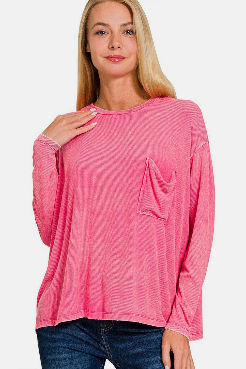 Elegant Round Neck Long Sleeve Tee with a Chic Twist
