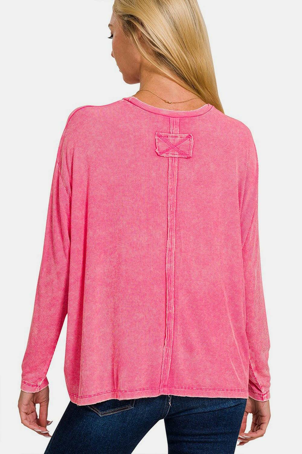 Elegant Round Neck Long Sleeve Tee with a Chic Twist