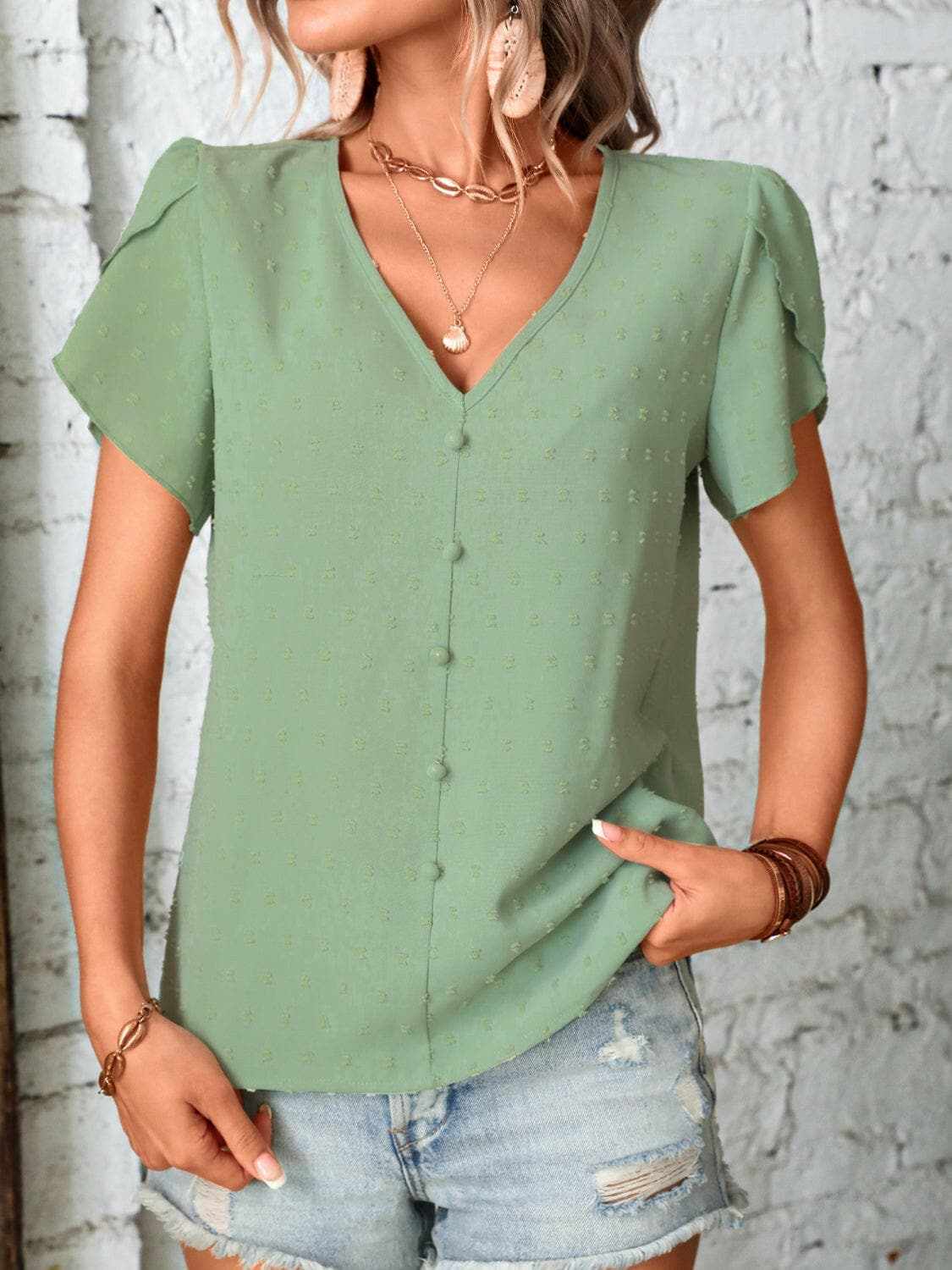 Elegant Swiss Dot Blouse - Love Salve