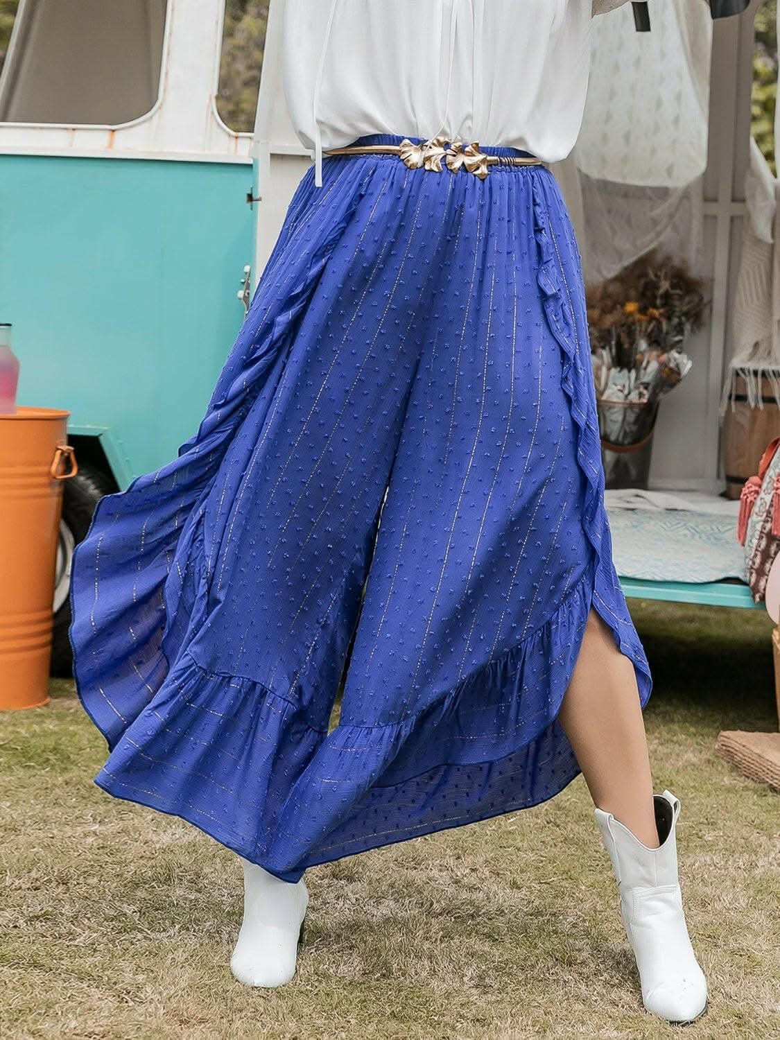 Elegant Swiss dot ruffle pants - Love Salve