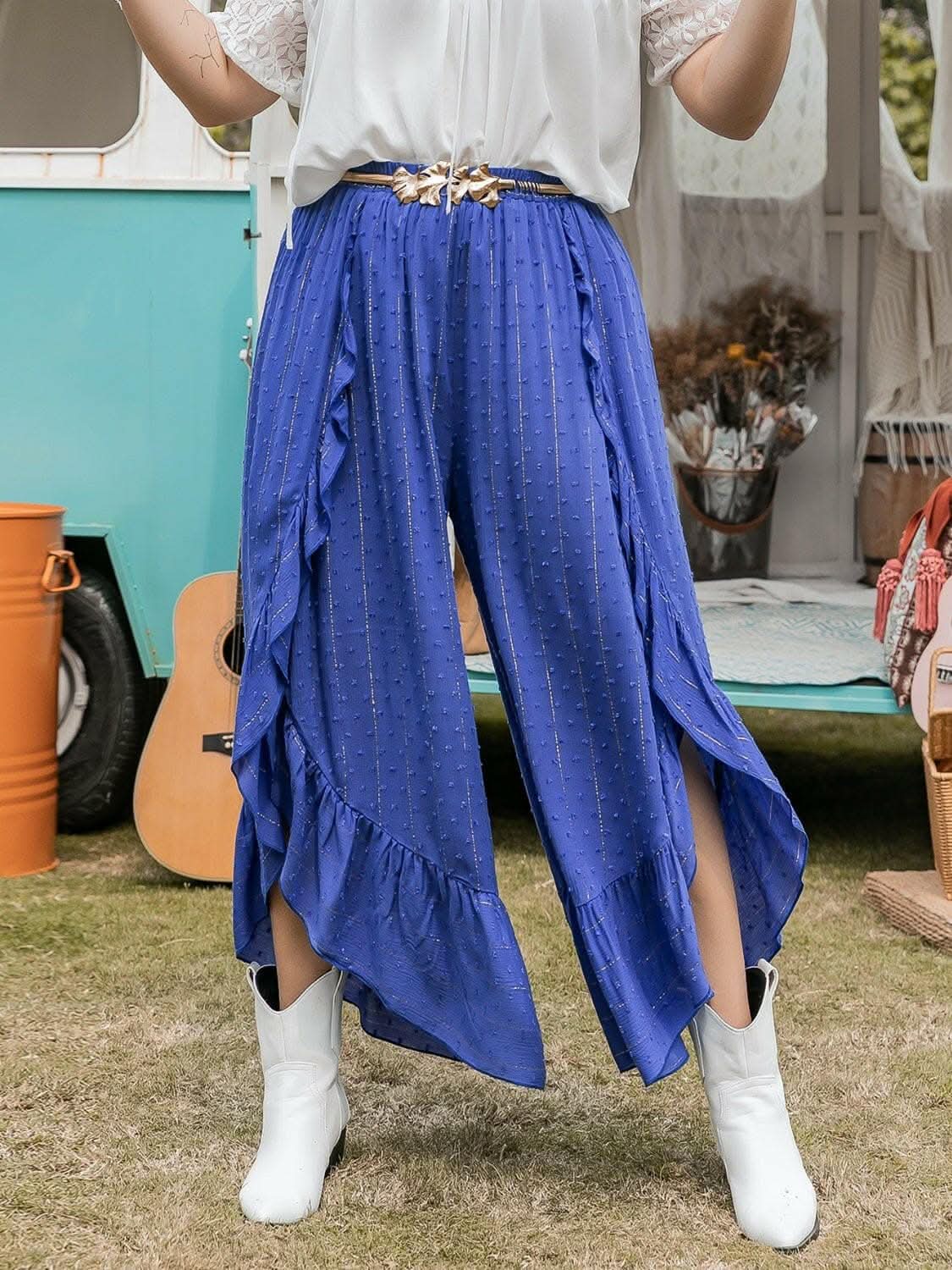 Elegant Swiss dot ruffle pants - Love Salve