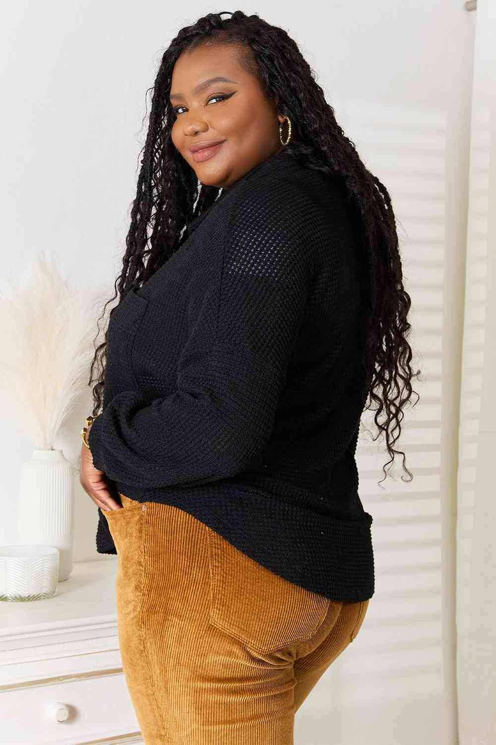 Elegant Waffle-Knit Collared Shirt