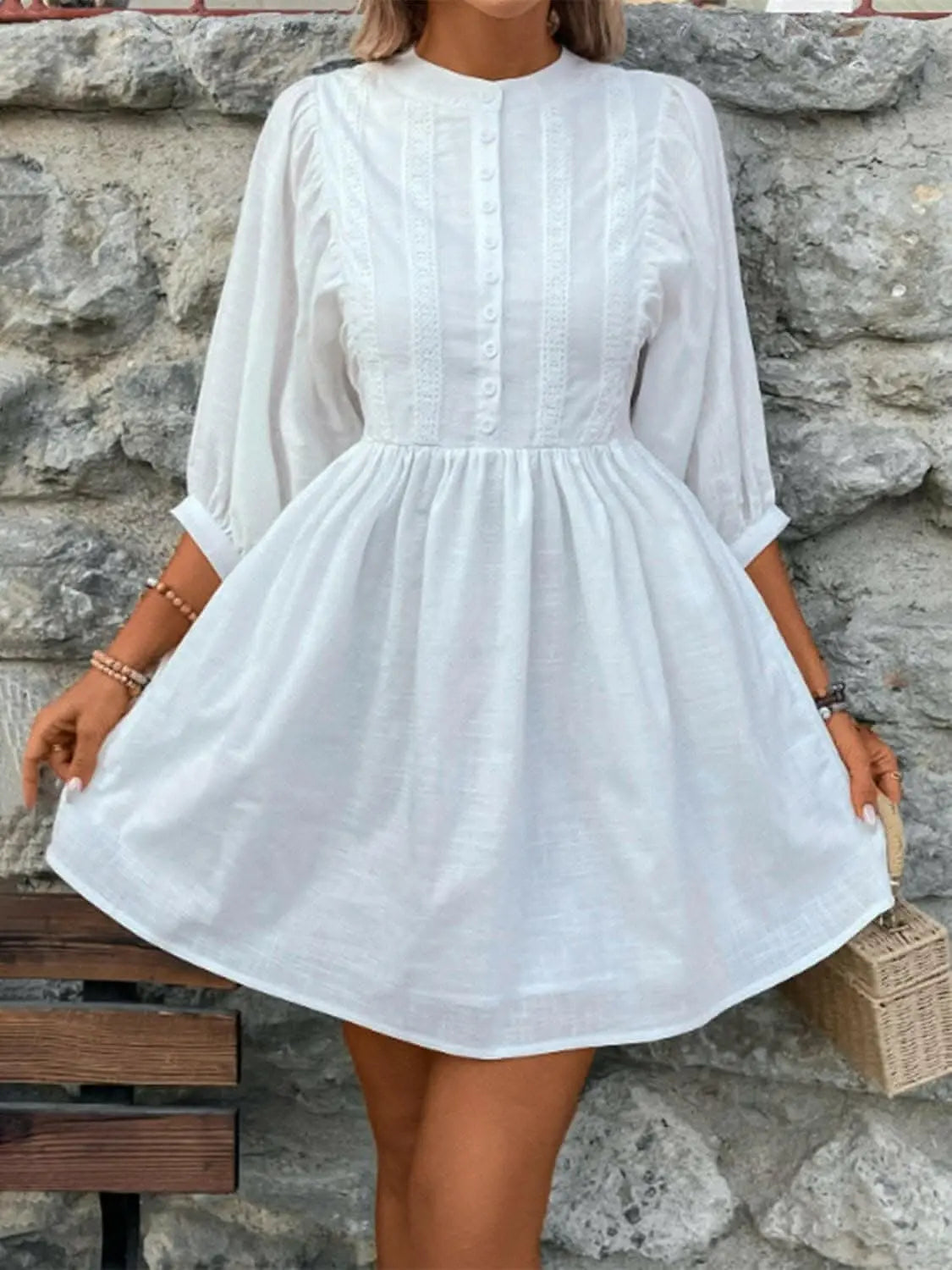 Elegant lace button-up dress - Love Salve