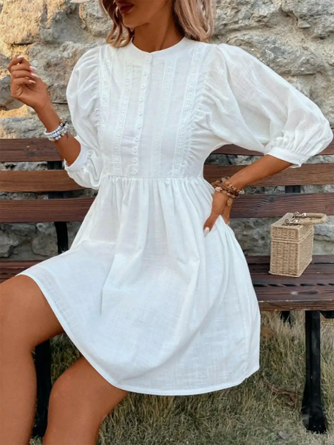 Elegant lace button-up dress - Love Salve