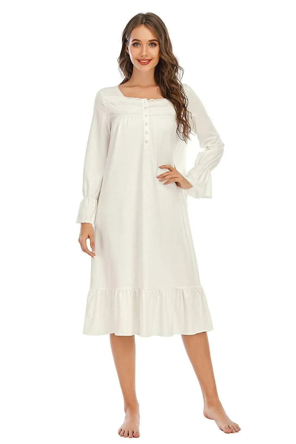 Elegant lace nightgown - ruffled hem - Love Salve