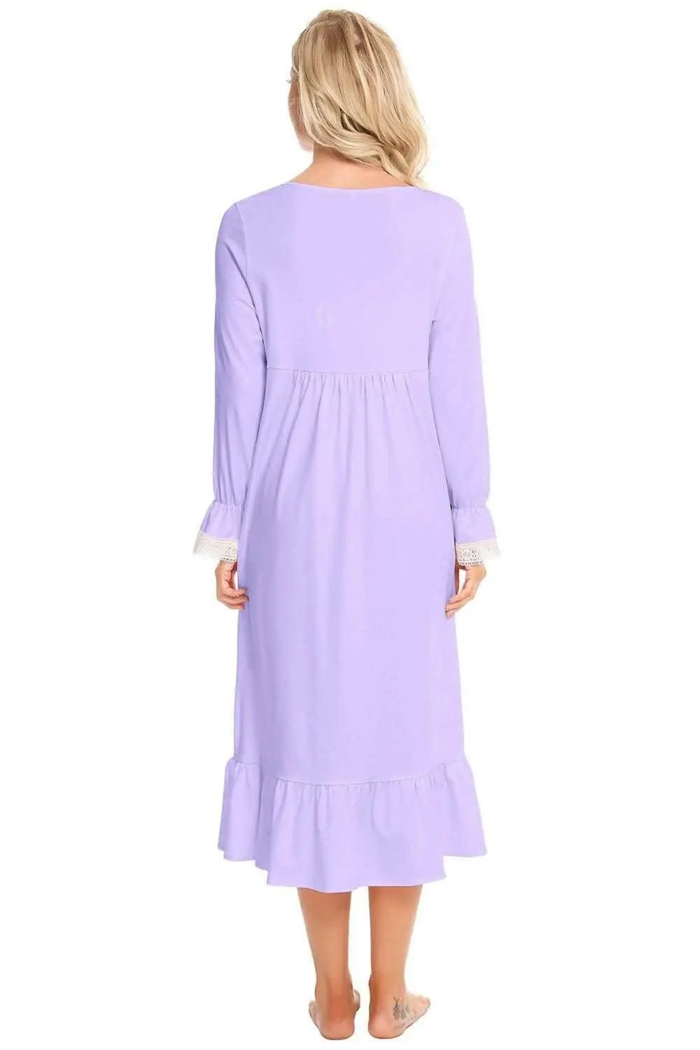 Elegant lace night gown with sleeves - Love Salve