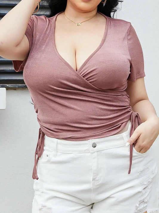 Elegant ruched plus size blouse - Love Salve
