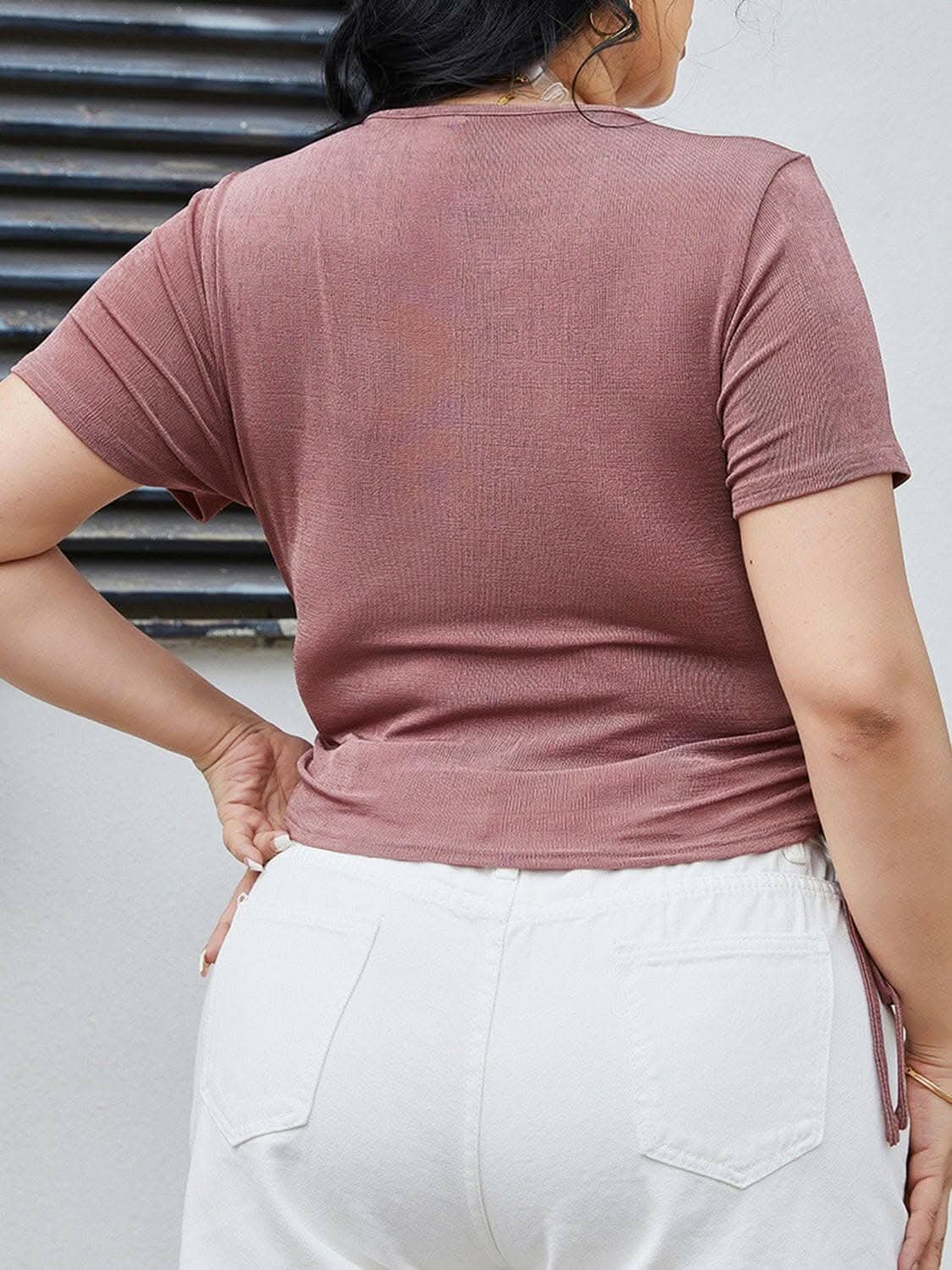 Elegant ruched plus size blouse