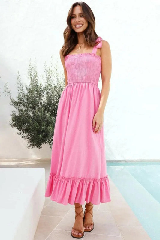 Elegant smocked ruffled dress - Love Salve