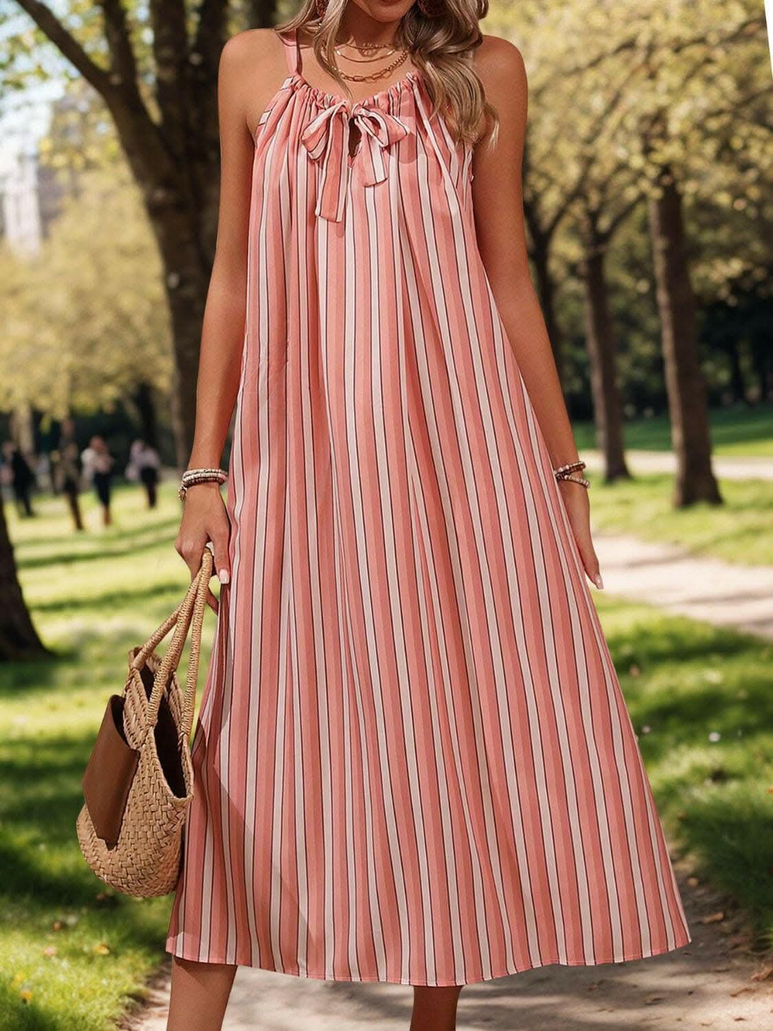 Elegant striped midi dress - Love Salve