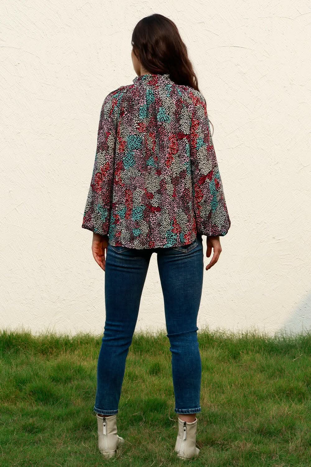 Elegant tie neck blouse with balloon sleeves - Love Salve