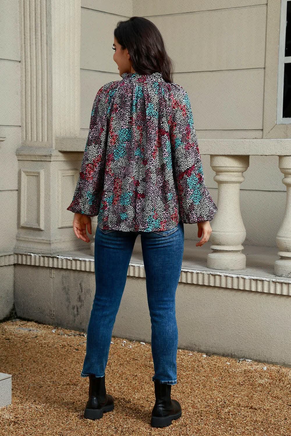 Elegant tie neck blouse with balloon sleeves - Love Salve