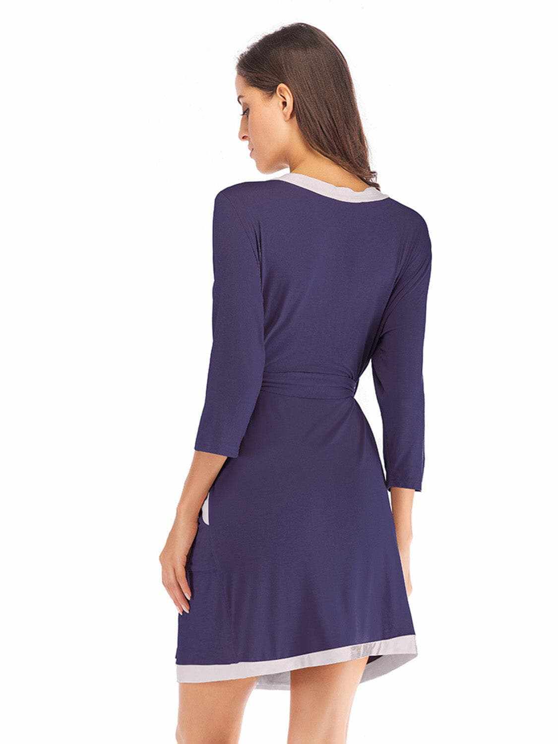 Elegant tie waist robe with pockets - Love Salve