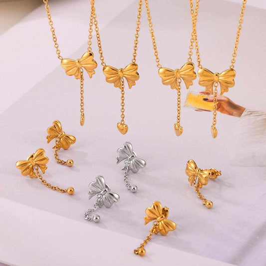 Elegant titanium steel bow earrings - Love Salve