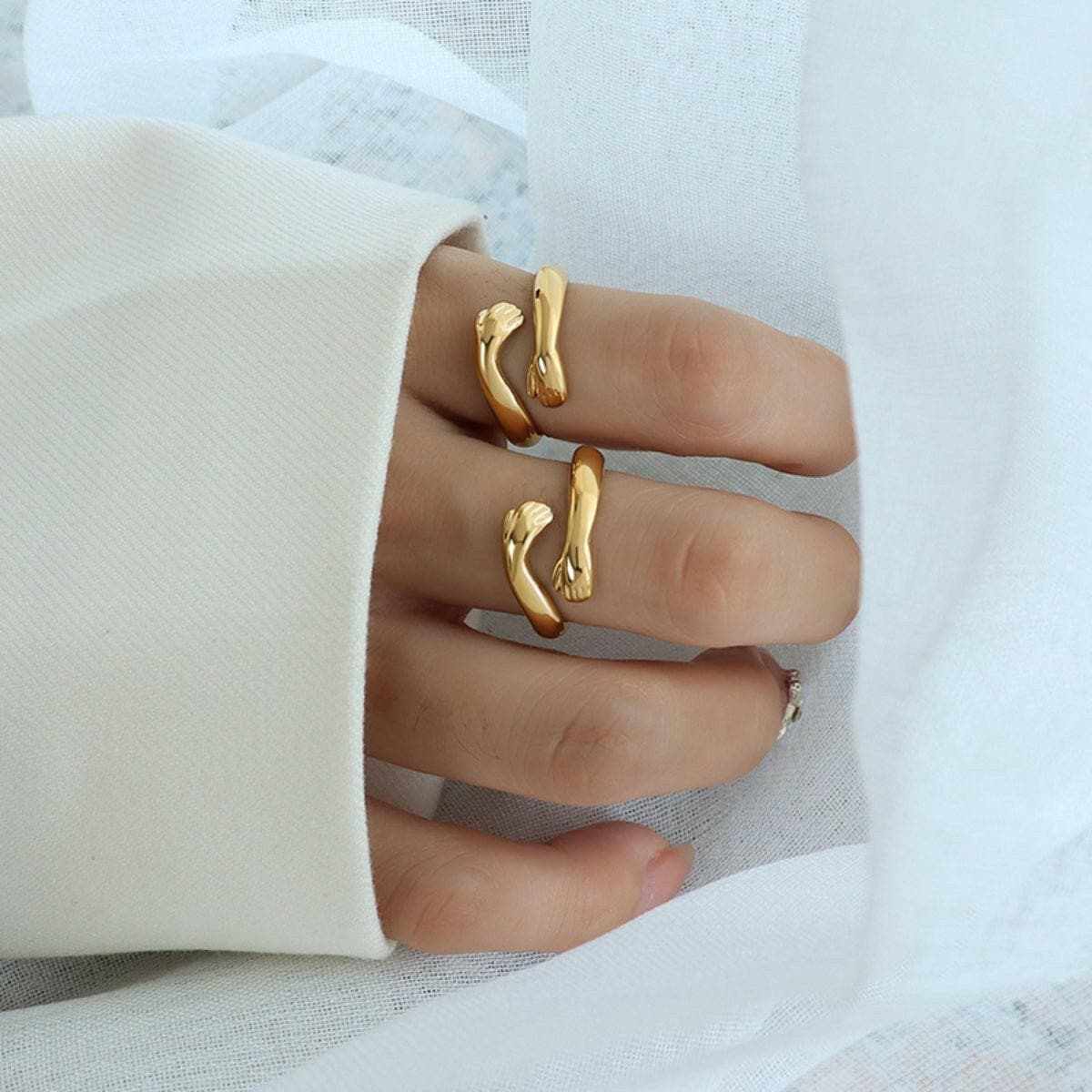 Elegant titanium steel hug ring - Love Salve
