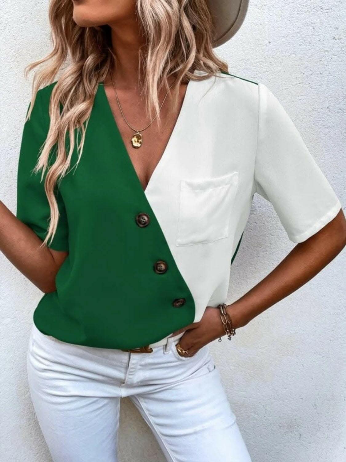 Elegant wrap blouse with buttons - Love Salve
