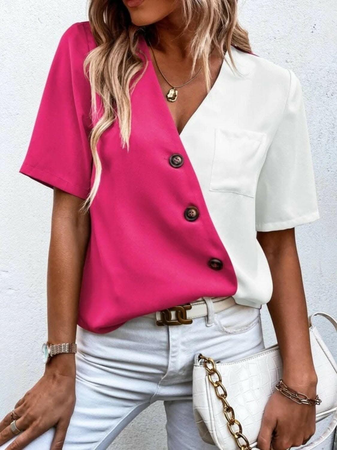 Elegant wrap blouse with buttons - Love Salve