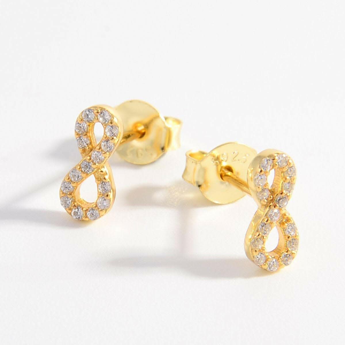 Elegant zircon infinity stud earrings