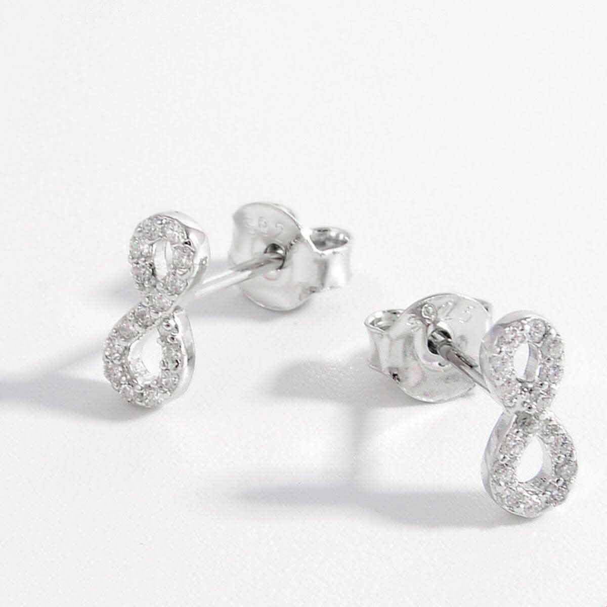 Elegant zircon infinity stud earrings