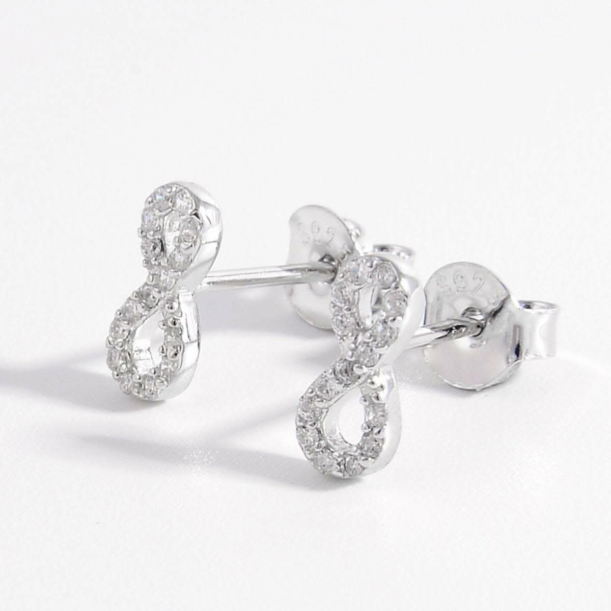 Elegant zircon infinity stud earrings