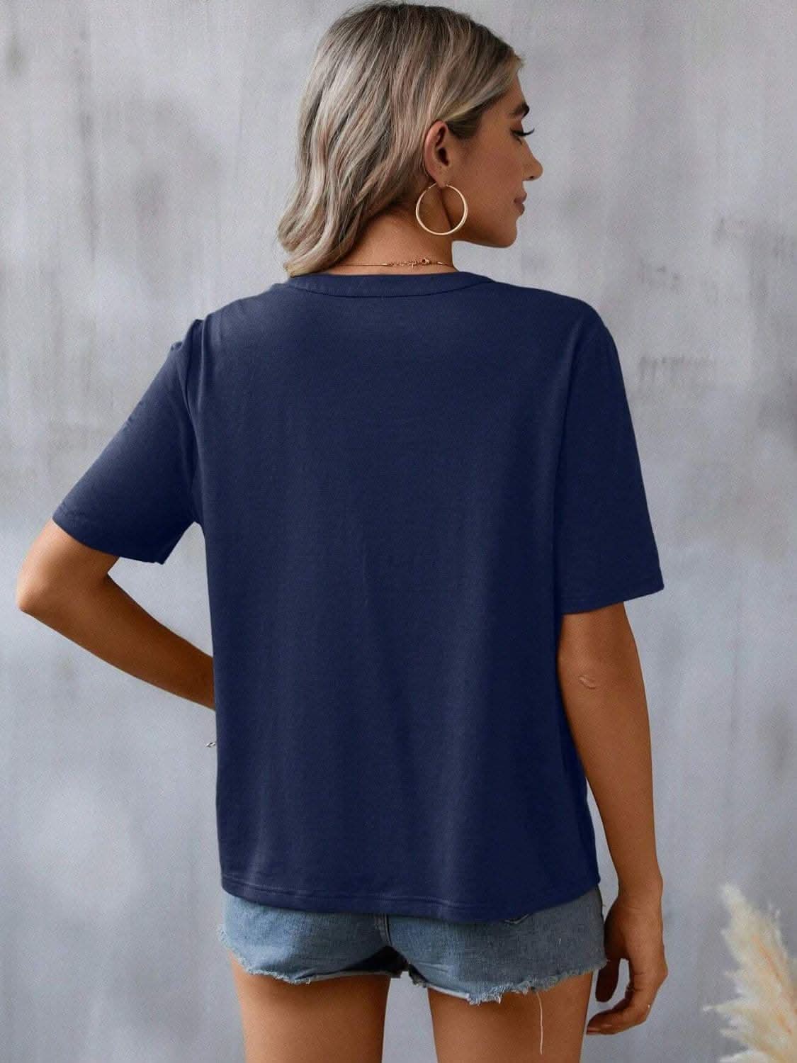 Embroidered lace detail tee