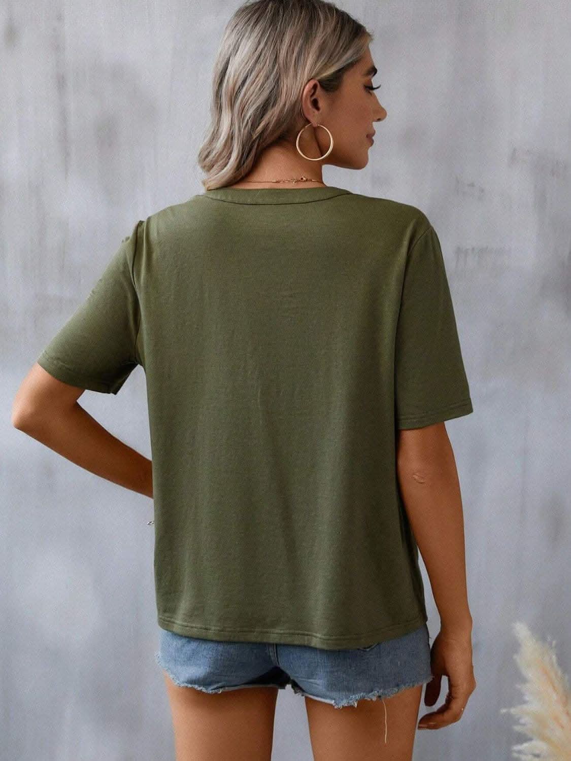 Embroidered lace detail tee