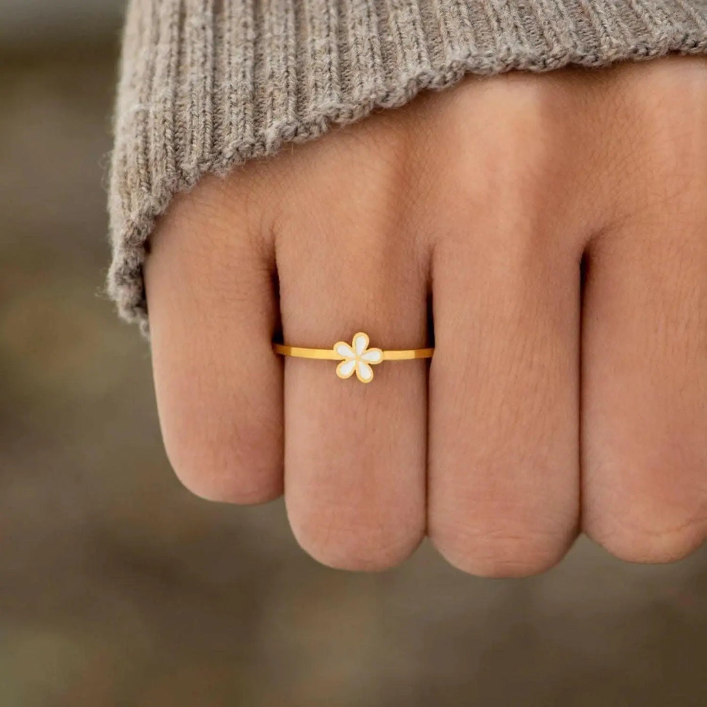 Enamel Blossom Silver Ring - Love Salve