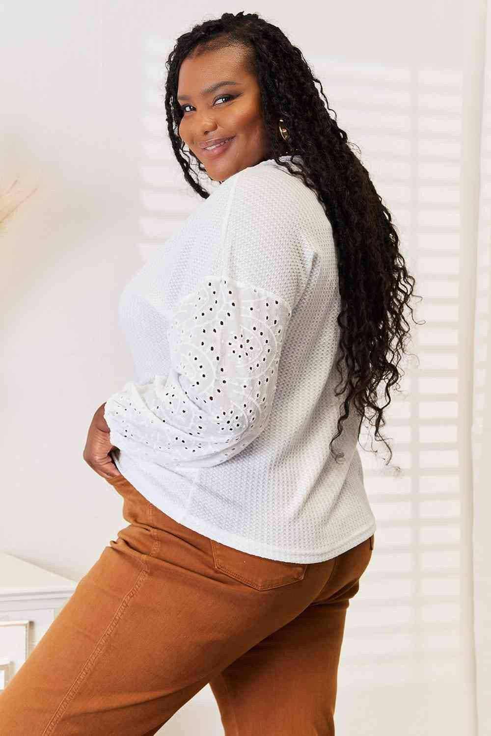 Eyelet drop shoulder blouse